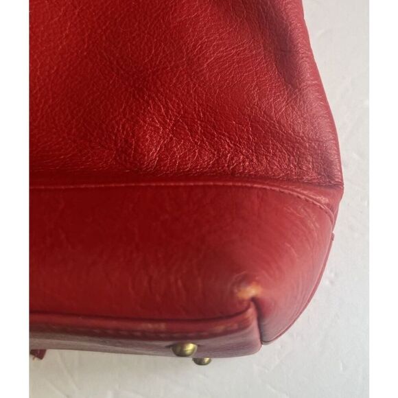 Vintage ILI New York Toronto Red Genuine Leather Tote Shoulder Bag Handbag - Picture 9 of 11